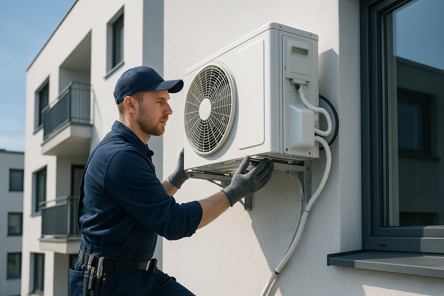 Klimaanlagen-Techniker bei der Installation